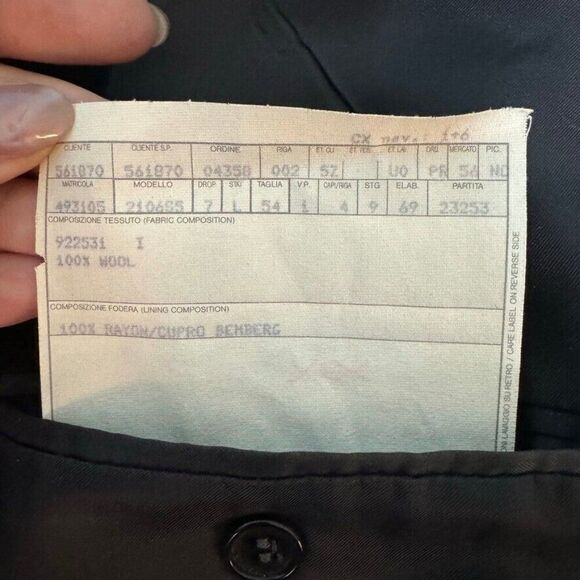 Ermenegildo Zegna Trofeo Black with Navy Pin Stripe 100% Wool Sport Coat Blazer - Picture 3 of 11